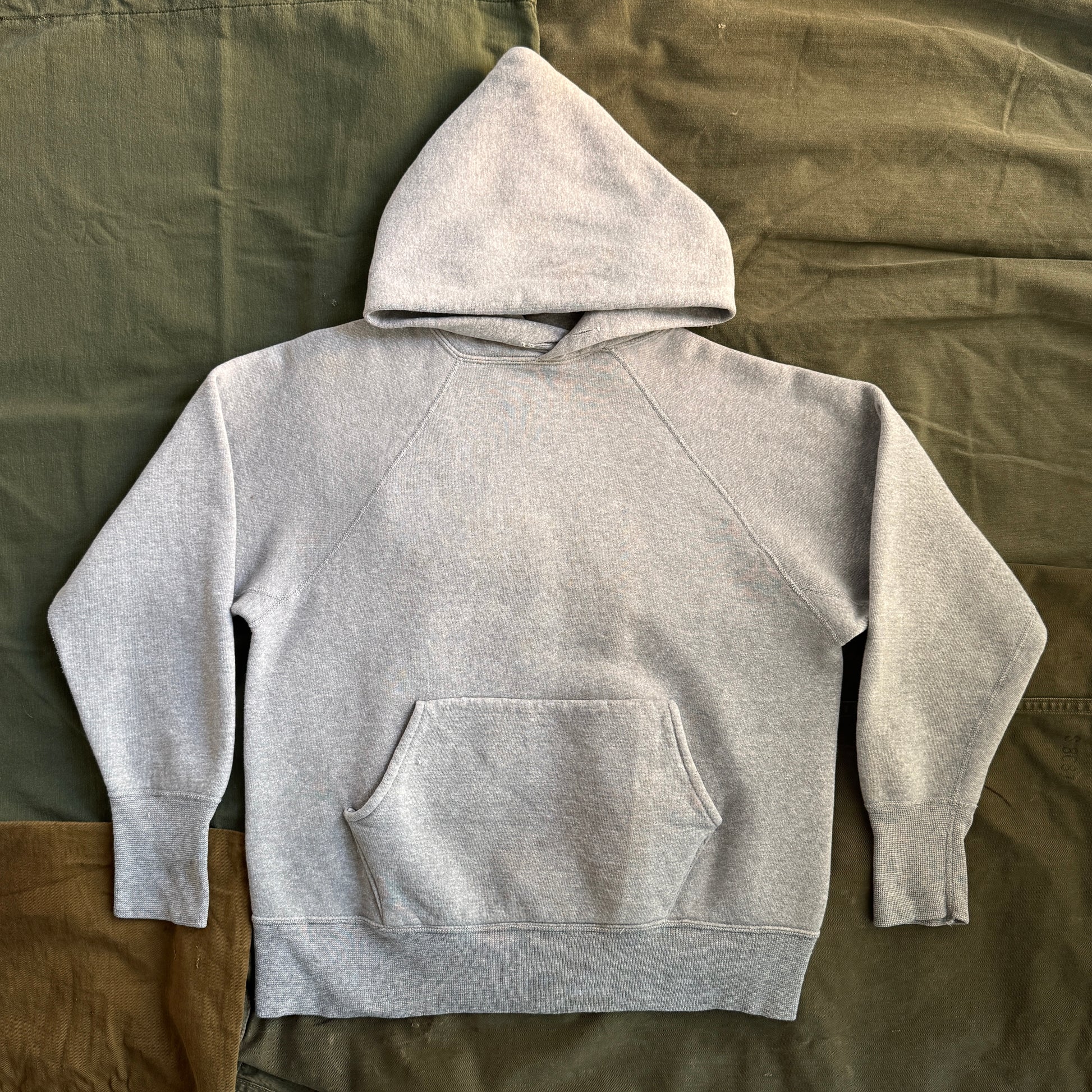 Vintage 1960s Heather Grey Heavy Cotton Hoodie  - Shop ThreadCount Vintage Co.