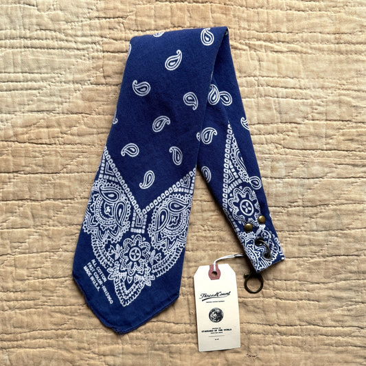 1970s Navy Blue Paisley Print Cotton Bandana Keychain  - Shop THREADCOUNT Vintage Co.
