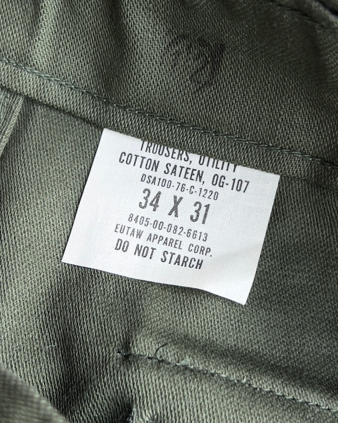 Vintage 1970s OG-107 Army Green Deadstock Field Pants  - Shop ThreadCount Vintage Co.