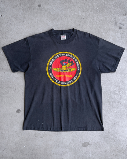 1990s United States Marine Corps Black Graphic Tee  - Shop THREADCOUNT Vintage Co.