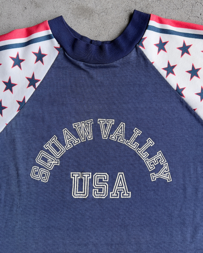 Vintage 1970s Squaw Valley USA Star Spangled Raglan Tee  - Shop ThreadCount Vintage Co.