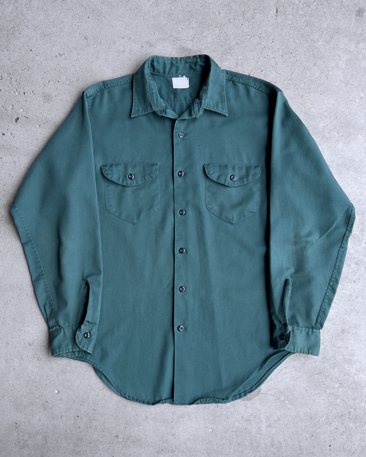 Vintage 1960s Oshkosh Ocean Green Mechanics Shirt  - Shop ThreadCount Vintage Co.