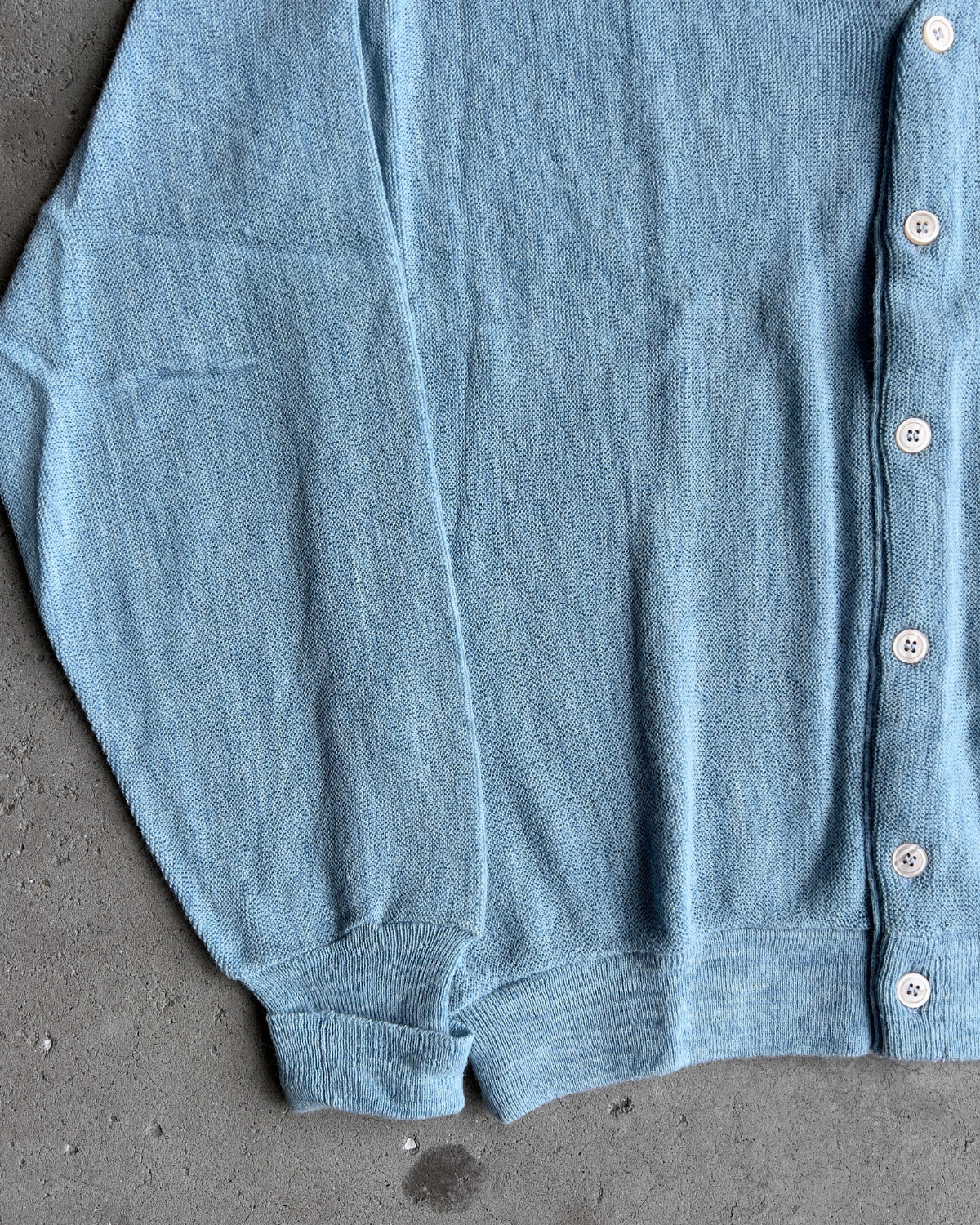 Vintage 1970s Baby Blue Acrylic Knit Cardigan  - Shop ThreadCount Vintage Co.