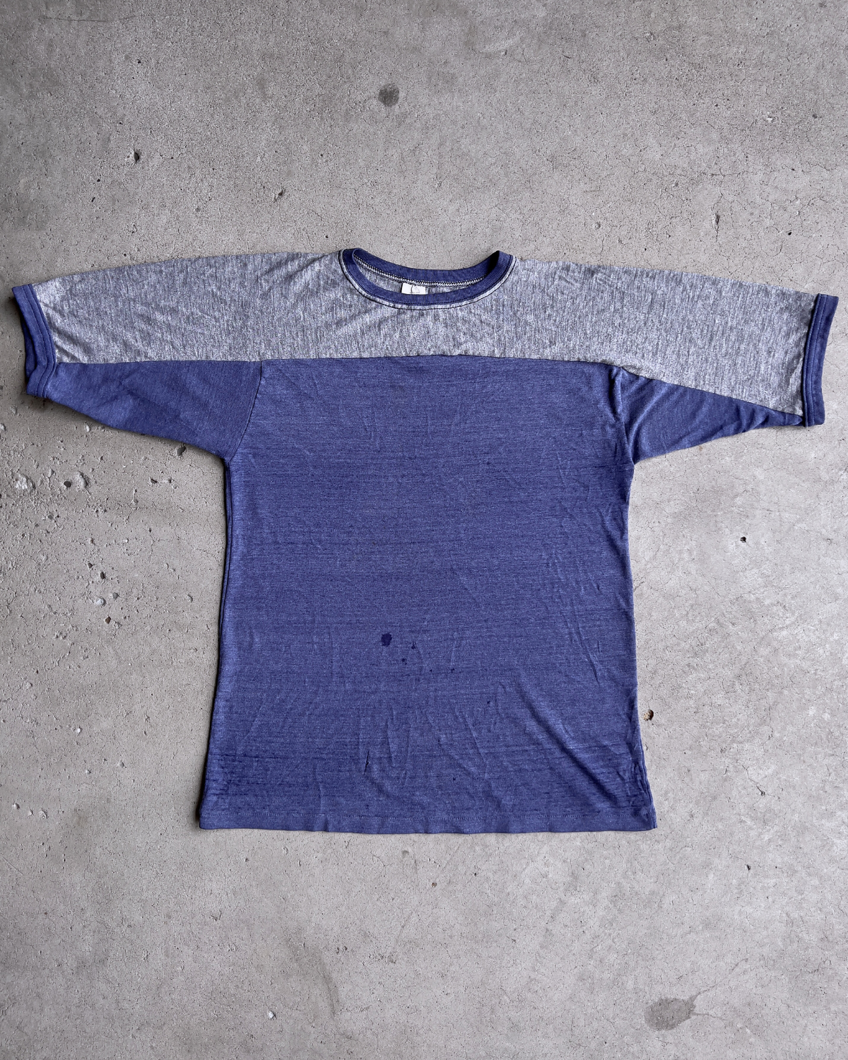 Vintage 1970s Blue & Grey Distressed Jersey Tee  - Shop ThreadCount Vintage Co.