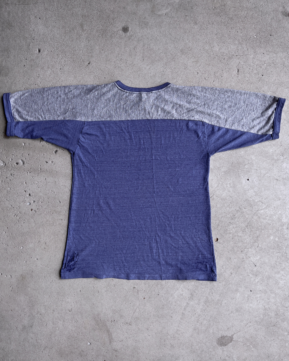 Vintage 1970s Blue & Grey Distressed Jersey Tee  - Shop ThreadCount Vintage Co.