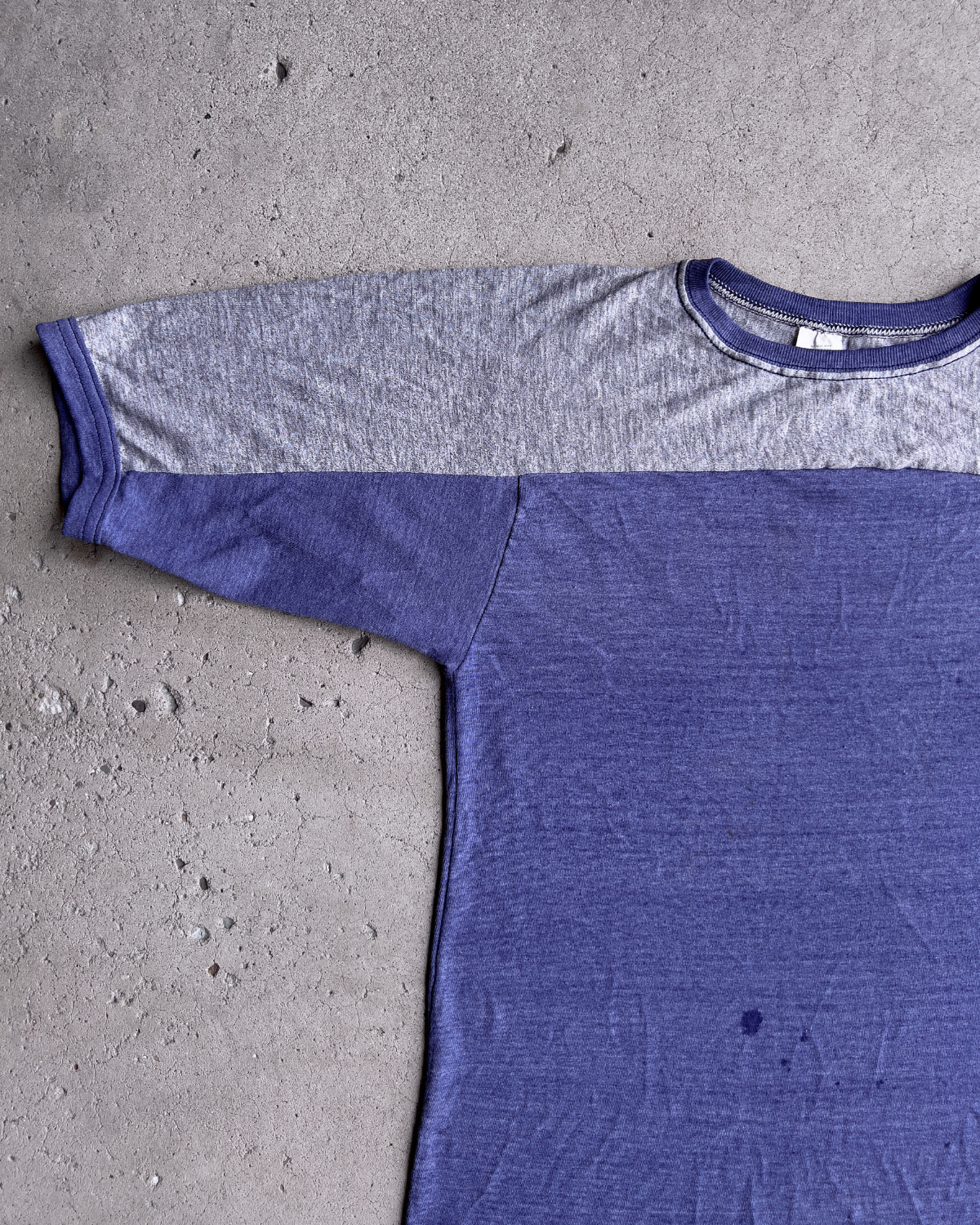 Vintage 1970s Blue & Grey Distressed Jersey Tee  - Shop ThreadCount Vintage Co.