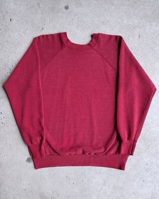 Vintage 1980s Faded Maroon Blank Raglan Sweatshirt  - Shop ThreadCount Vintage Co.