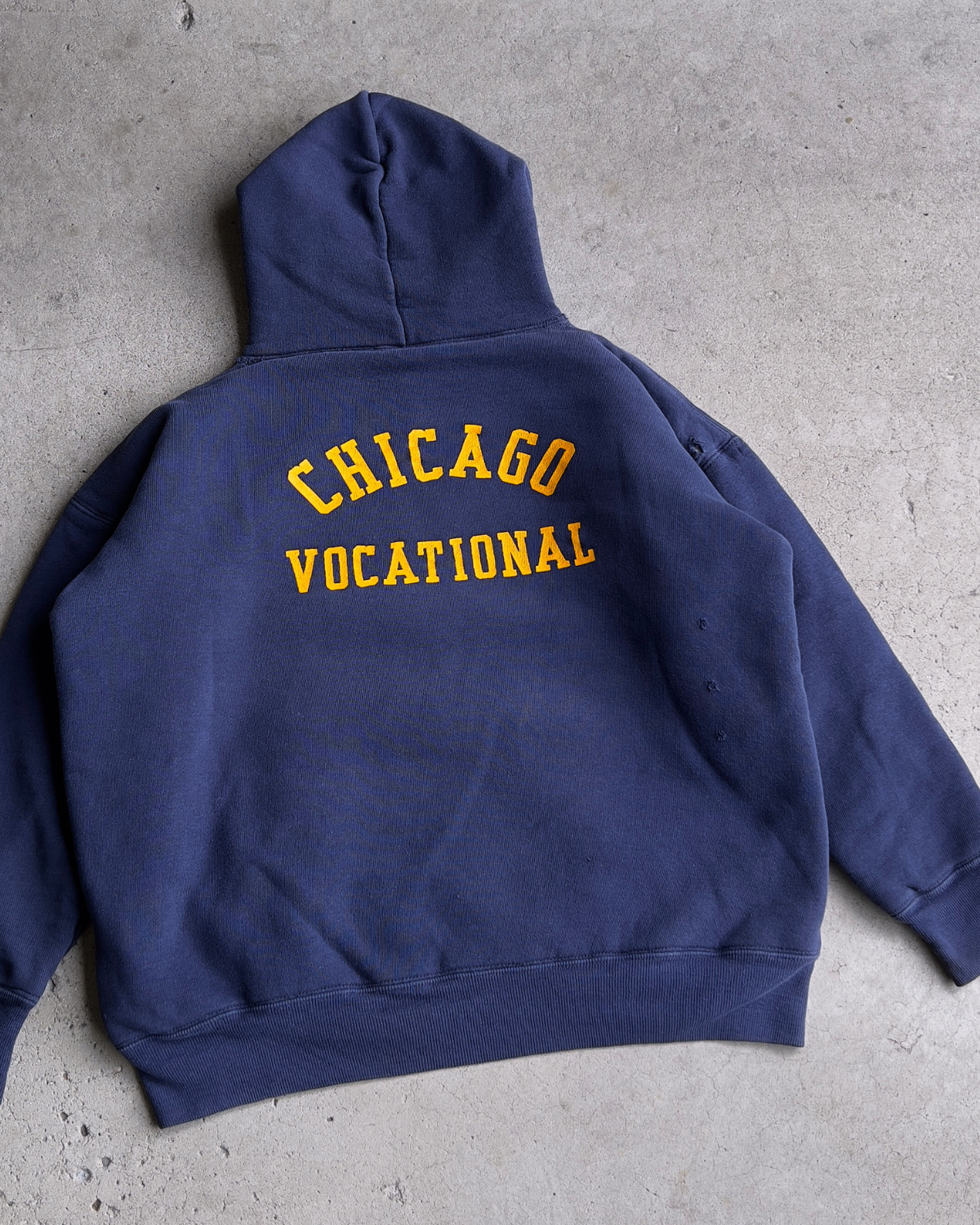 Vintage 1960s Chicago Vocational Navy Blue Double Face Hoodie  - Shop ThreadCount Vintage Co.