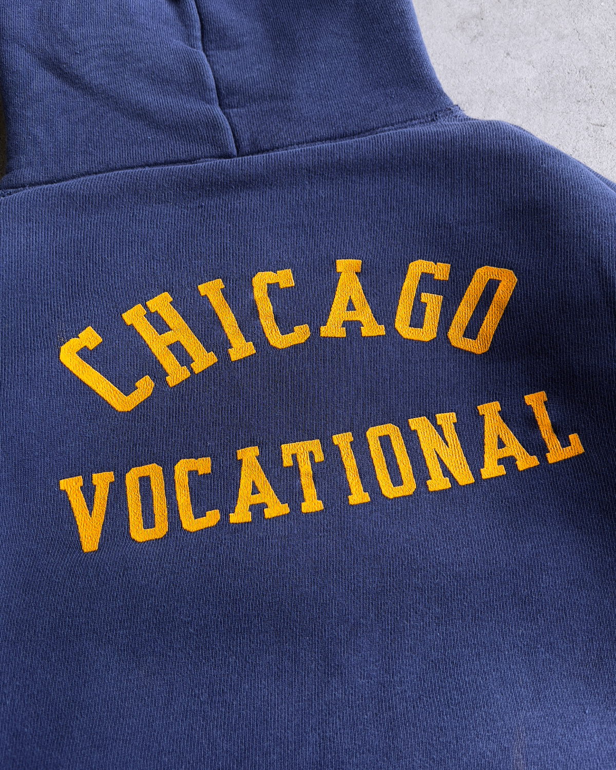 Vintage 1960s Chicago Vocational Navy Blue Double Face Hoodie  - Shop ThreadCount Vintage Co.