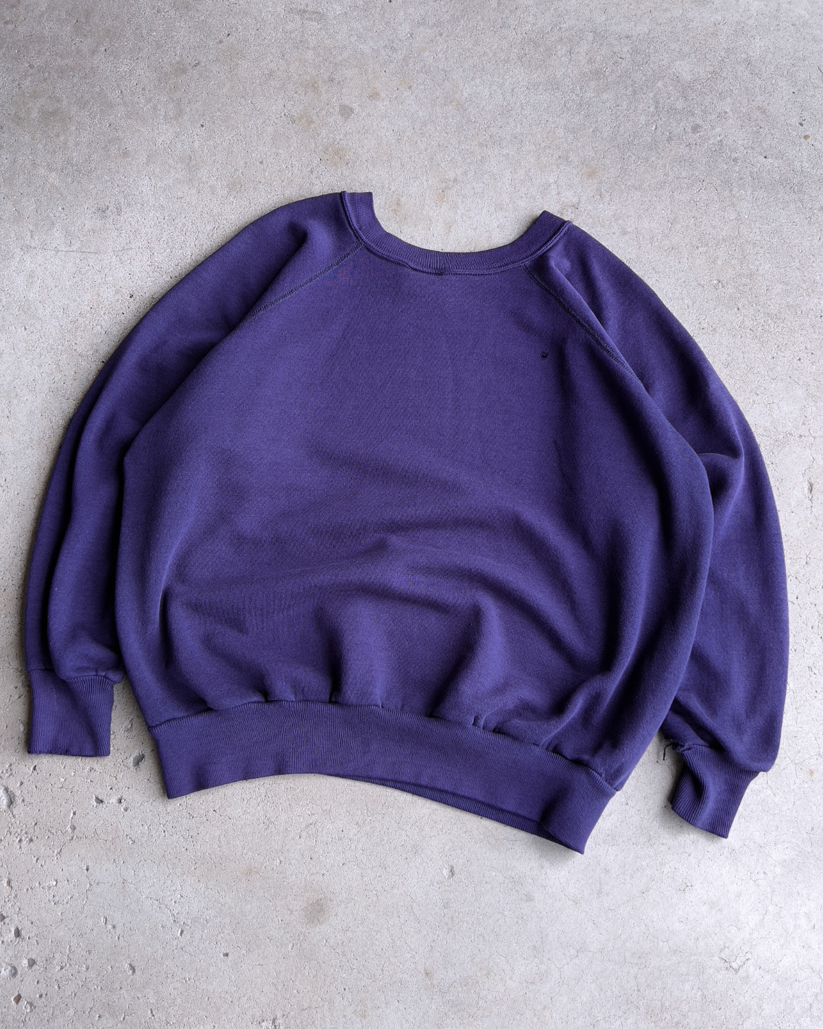 Vintage 1970s Indigo Blue Thrashed Raglan Sweatshirt  - Shop ThreadCount Vintage Co.