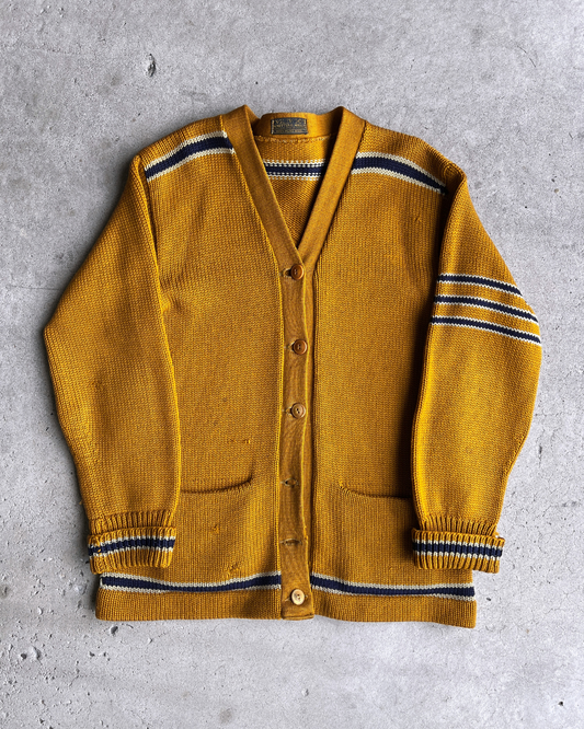 Vintage 1960s Chicago Vocational Golden Wool Letterman Cardigan  - Shop ThreadCount Vintage Co.