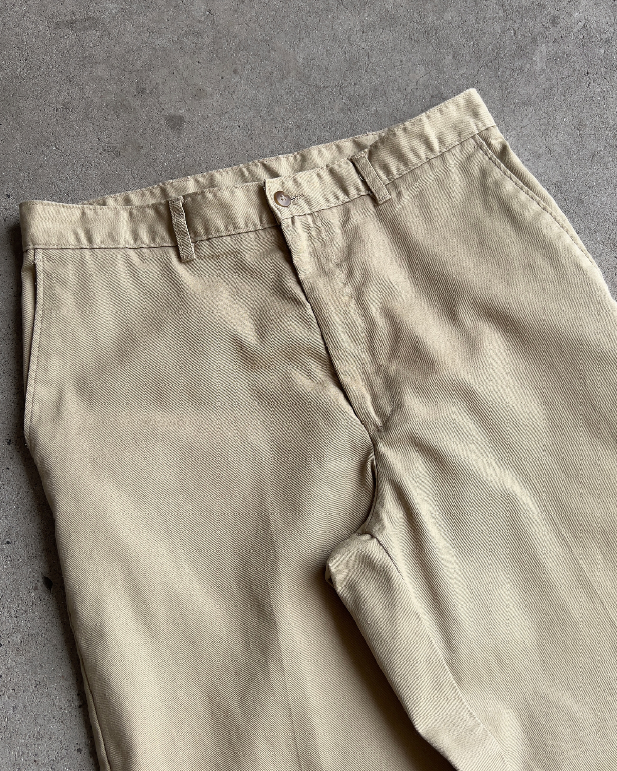 Vintage 1970s Light Khaki Cotton Twill Casual Pants  - Shop ThreadCount Vintage Co.