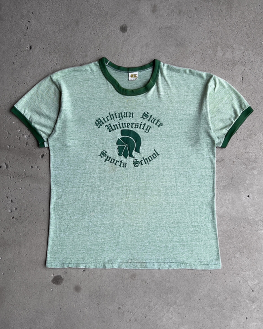 Vintage 1970s Michigan State University Spartans Sports School Ringer Tee  - Shop ThreadCount Vintage Co.