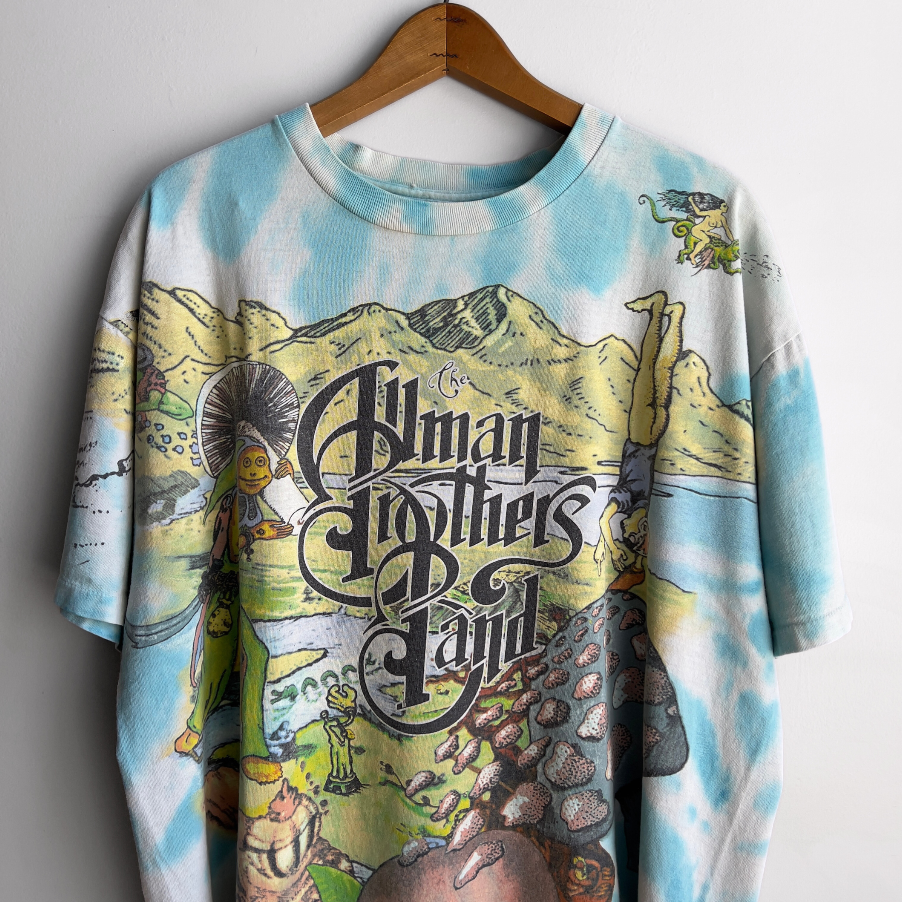 Vintage 1995 Allman Brother Band All Over Print Tie Dye Tour Tee  - Shop ThreadCount Vintage Co.