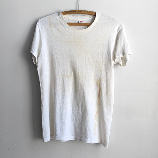 Vintage 1960s Blank White Faded Cotton Tee  - Shop ThreadCount Vintage Co.