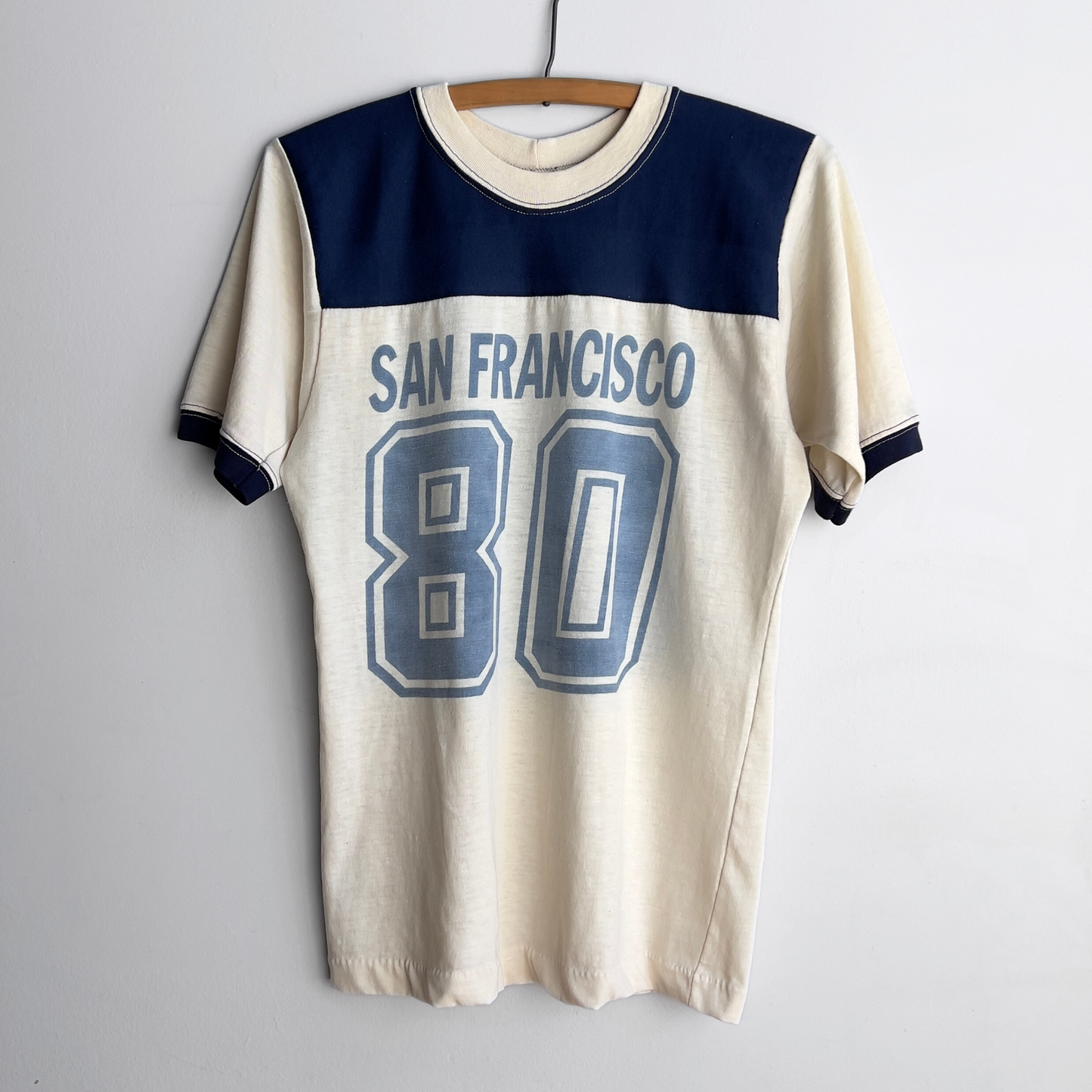 Vintage 1970s San Francisco Navy & White Faded Jersey Tee  - Shop ThreadCount Vintage Co.