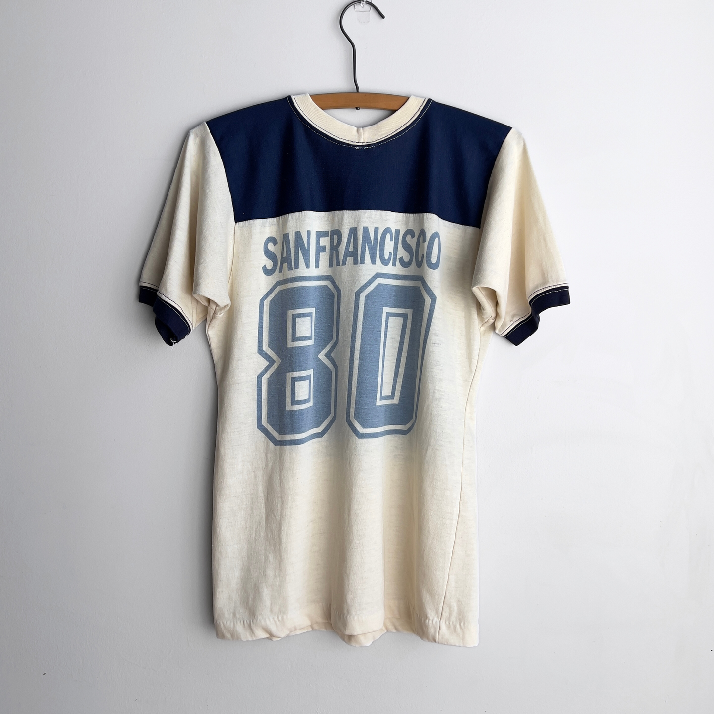 Vintage 1970s San Francisco Navy & White Faded Jersey Tee  - Shop ThreadCount Vintage Co.