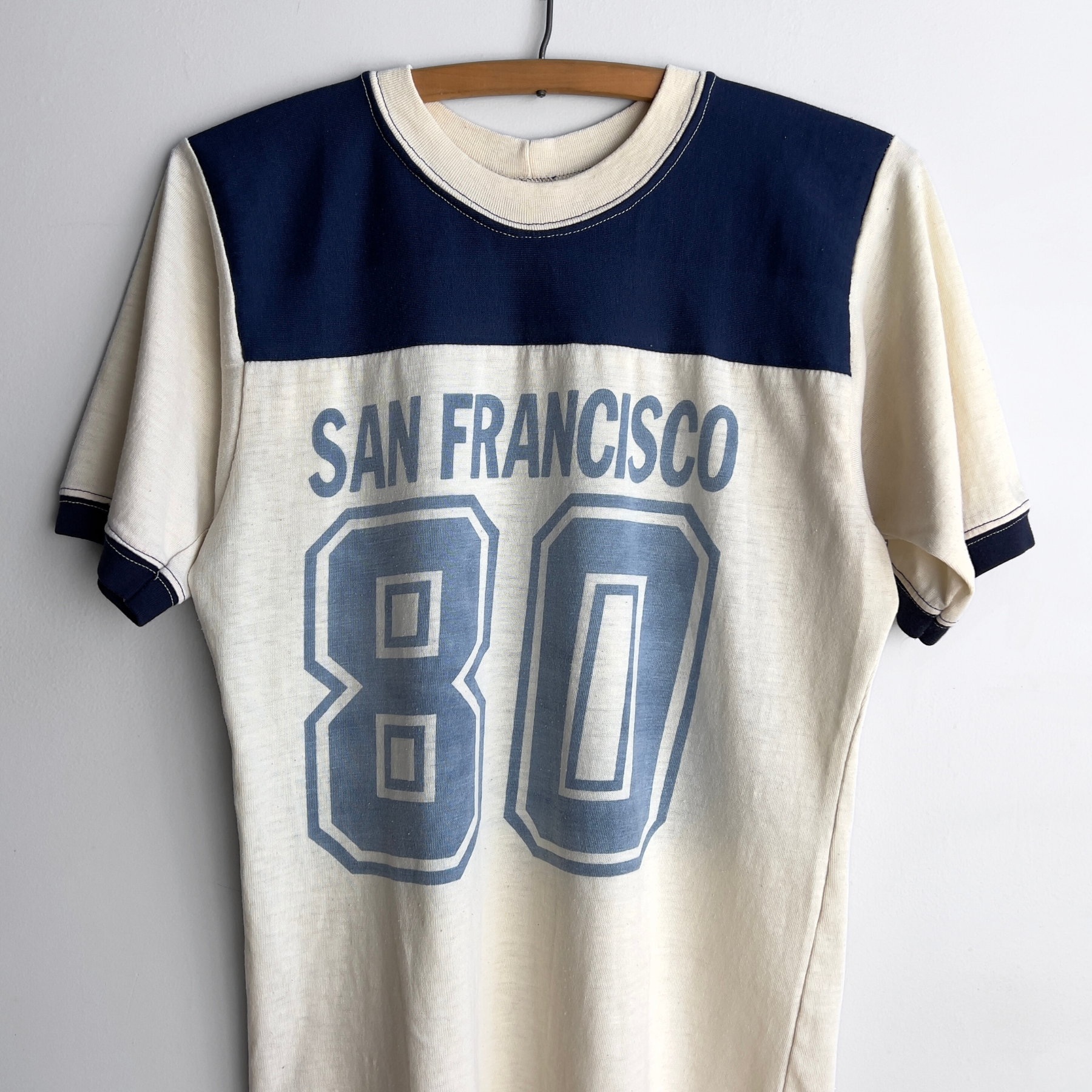 Vintage 1970s San Francisco Navy & White Faded Jersey Tee  - Shop ThreadCount Vintage Co.