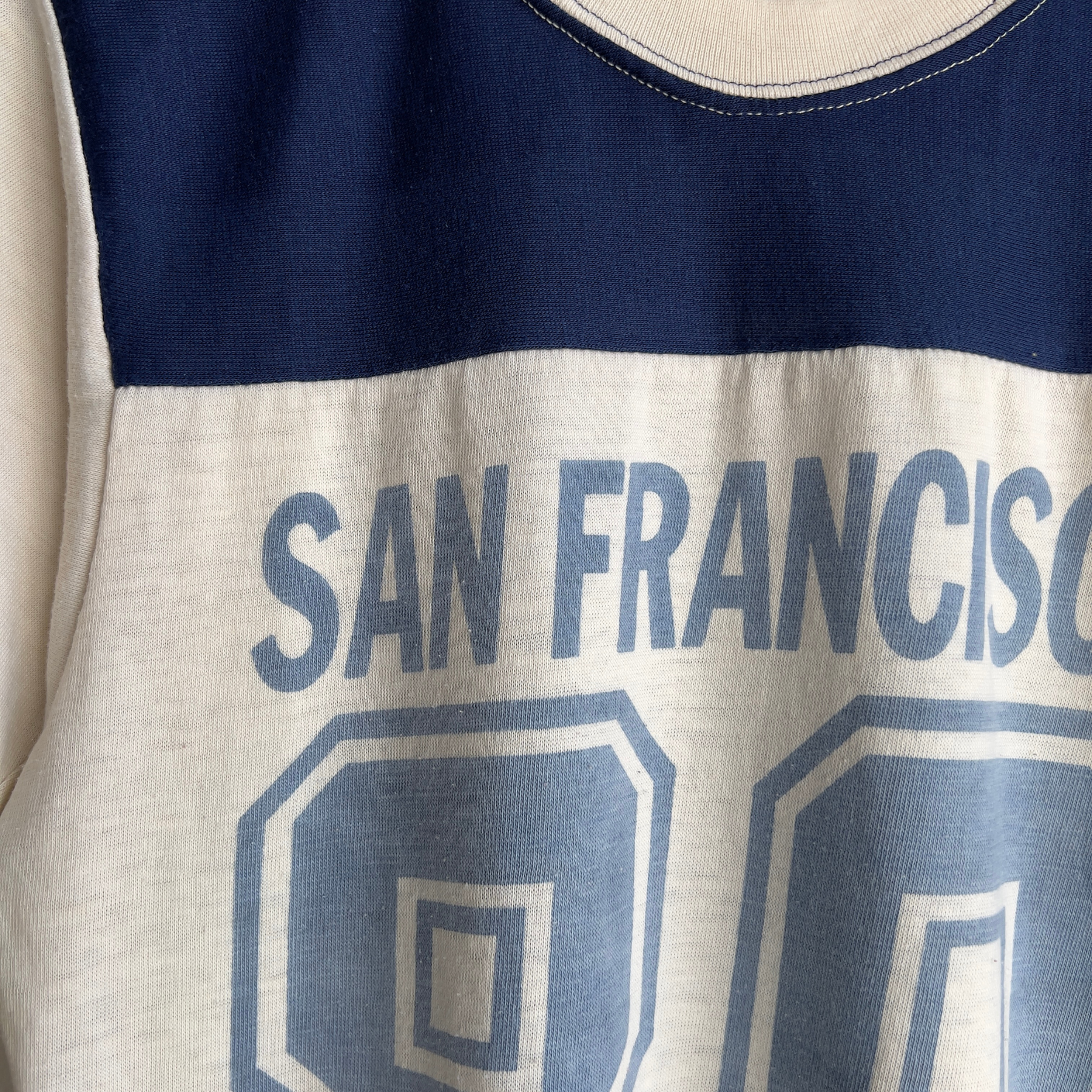 Vintage 1970s San Francisco Navy & White Faded Jersey Tee  - Shop ThreadCount Vintage Co.