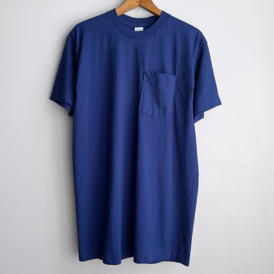 Vintage 1980s Royal Blue Selvedge Pocket Tee  - Shop ThreadCount Vintage Co.