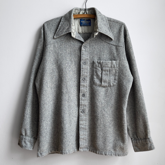 Vintage 1980s Grey Acrylic Wool Casual Flannel Shirt  - Shop ThreadCount Vintage Co.