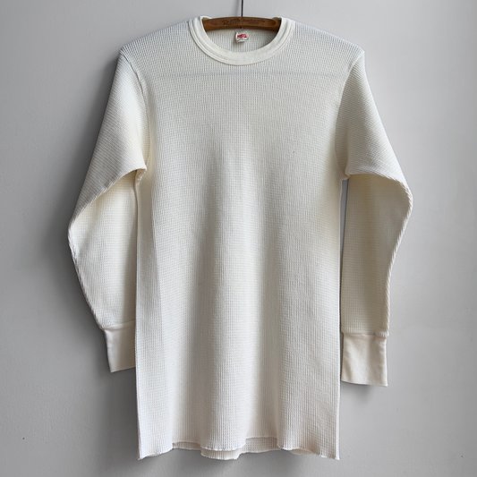 Vintage 1970s White Waffle Knit Thermal Long Sleeve  - Shop ThreadCount Vintage Co.