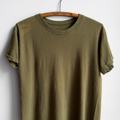 Vintage 1970s U.S. Army Olive Green Blank Undershirt Tee  - Shop ThreadCount Vintage Co.