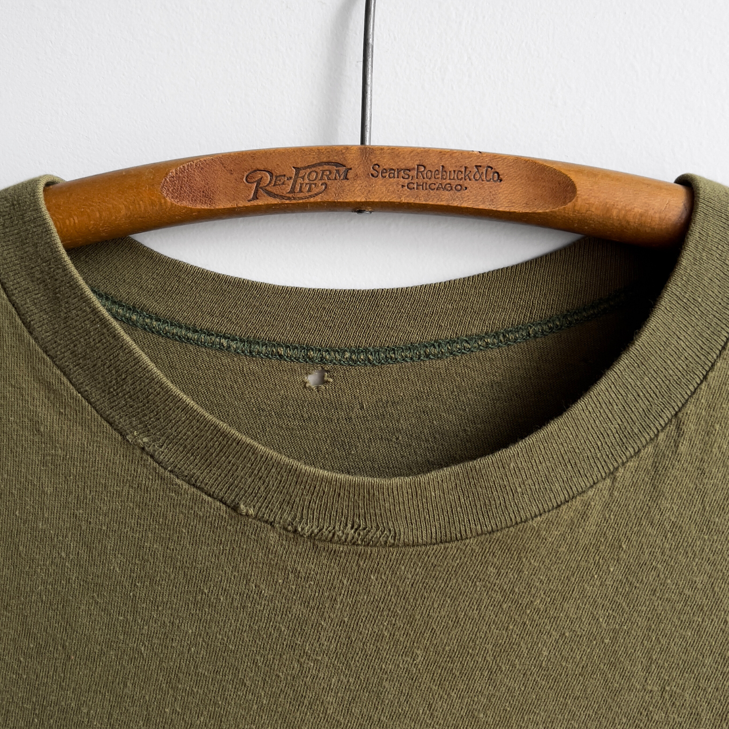 Vintage 1970s U.S. Army Olive Green Blank Undershirt Tee  - Shop ThreadCount Vintage Co.