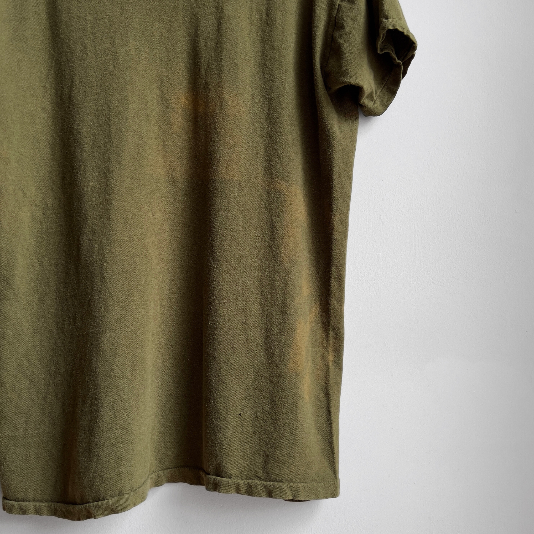 Vintage 1970s U.S. Army Olive Green Blank Undershirt Tee  - Shop ThreadCount Vintage Co.