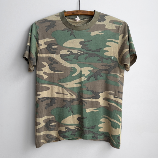 Vintage 1970s Faded Green Army Camouflage Tee  - Shop ThreadCount Vintage Co.