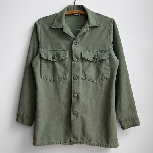 Vintage 1970s OG 107 Sateen Green Fatigue Field Shirt  - Shop ThreadCount Vintage Co.