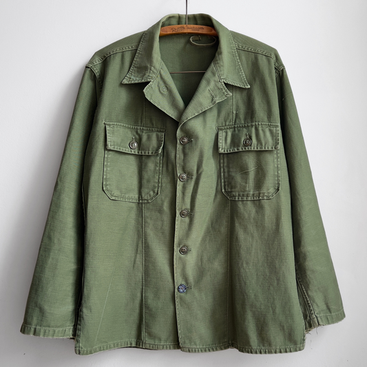 Vintage 1970s OG 107 Sateen Green Fatigue Field Shirt  - Shop ThreadCount Vintage Co.