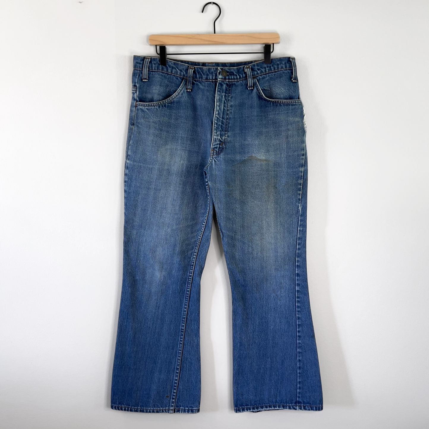 Vintage 1970s Unbranded Bootcut Flare Denim Jeans  - Shop ThreadCount Vintage Co.