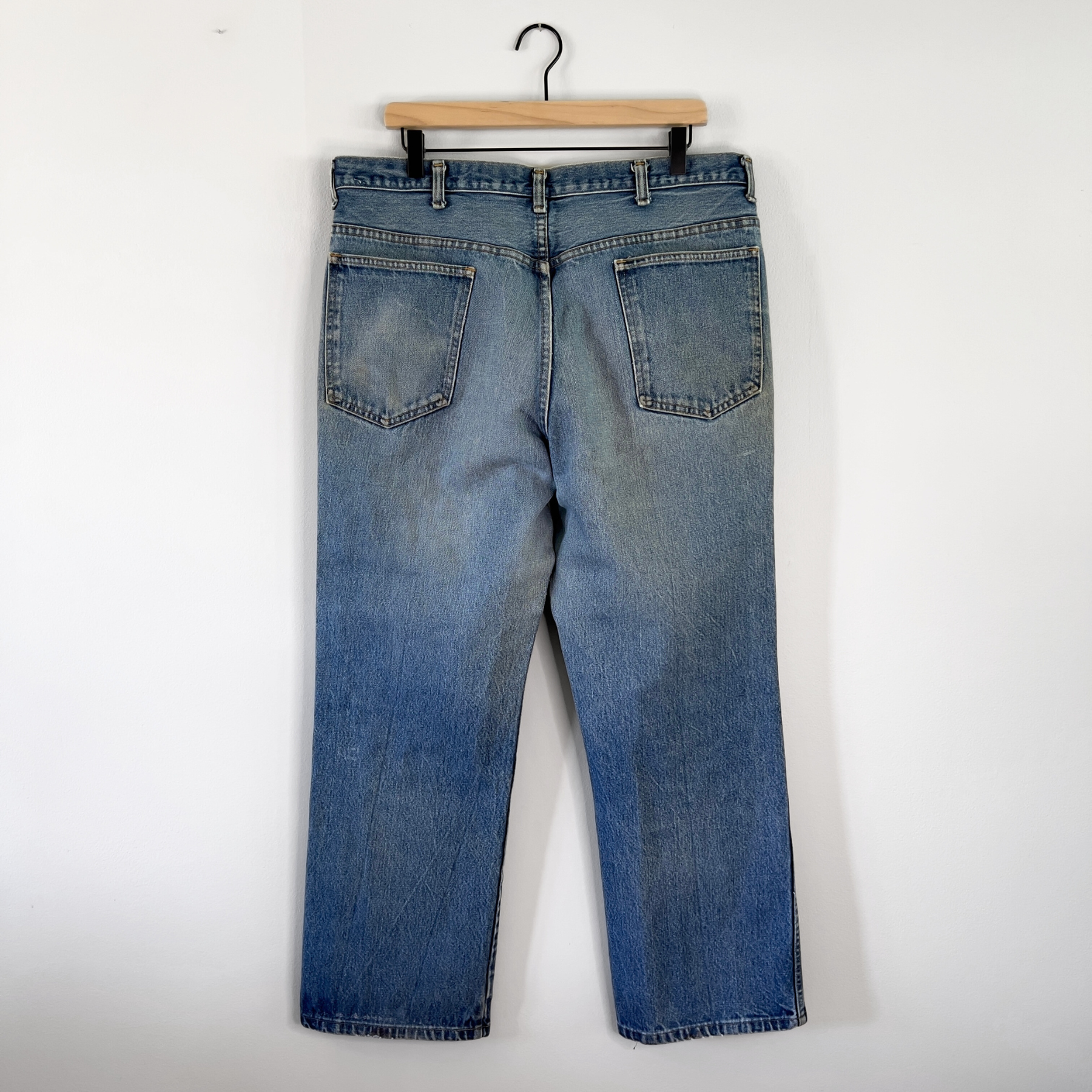 Vintage 1970s Faded Blue Straight Fit Denim Jeans  - Shop ThreadCount Vintage Co.