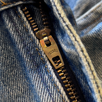 1970s Faded Blue Straight Fit Denim Jeans  - Shop ThreadCount Vintage Co.