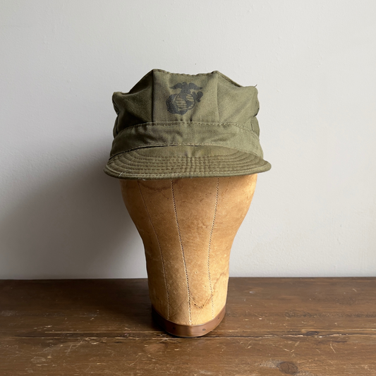 Vintage 1970s USMC Sateen Green Combat Cap  - Shop ThreadCount Vintage Co.