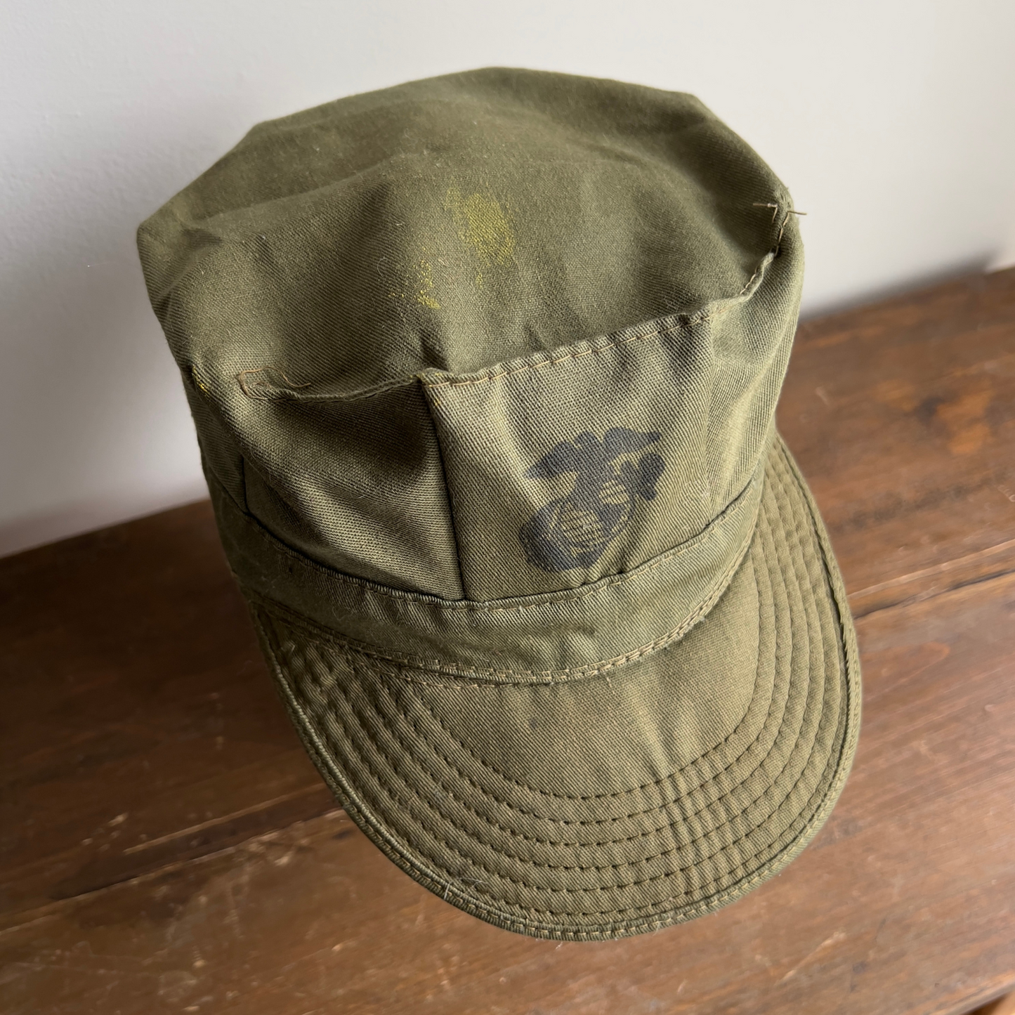 Vintage 1970s USMC Sateen Green Combat Cap  - Shop ThreadCount Vintage Co.