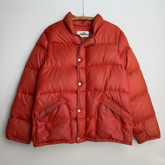 Vintage 1970s Dark Orange Goose Down Puffer Jacket  - Shop ThreadCount Vintage Co.