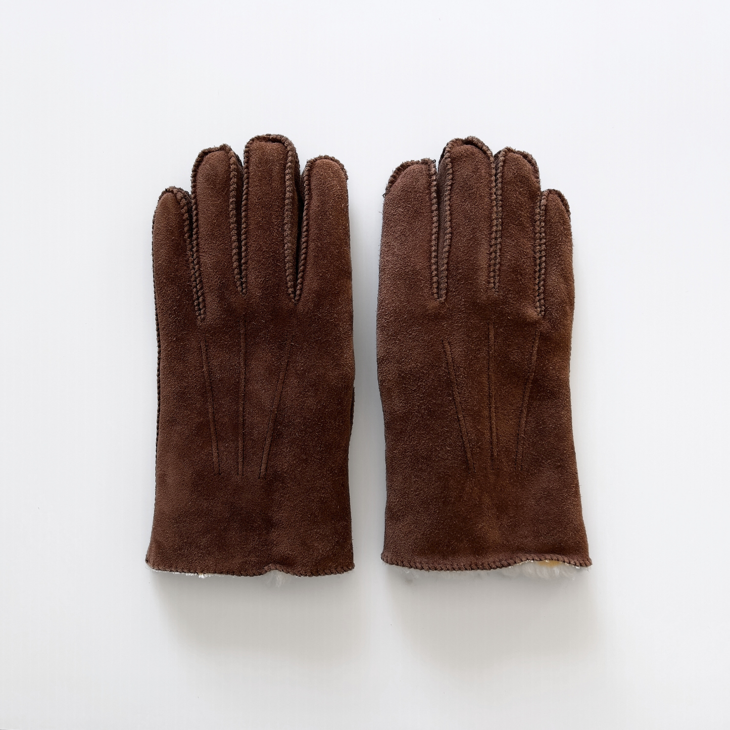 Vintage 1970s Brown Sherpa Lined Leather Gloves  - Shop ThreadCount Vintage Co.