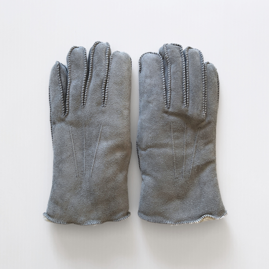 Vintage 1970s Light Grey Sherpa Lined Leather Gloves  - Shop ThreadCount Vintage Co.