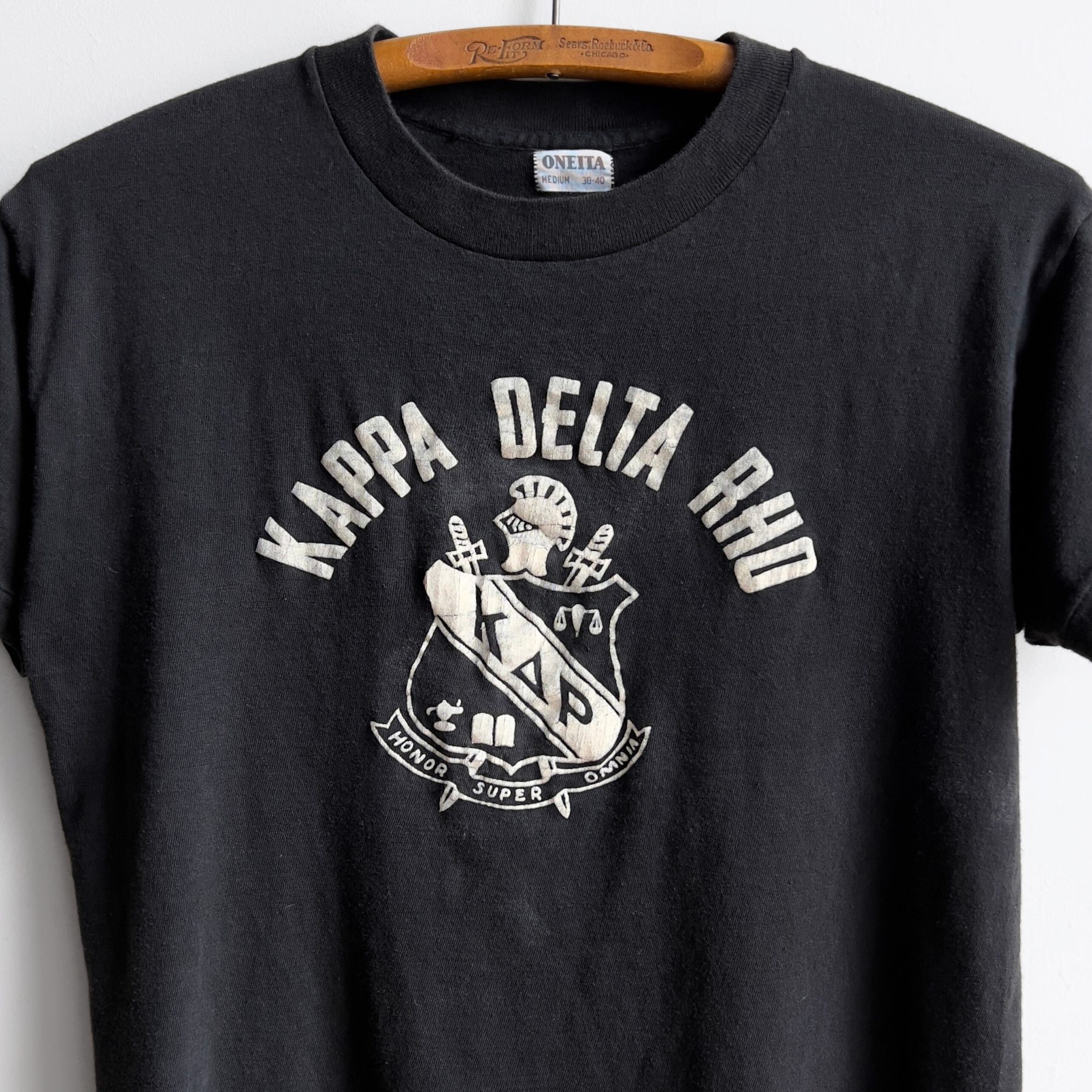 Vintage 1950s Kappa Delta Rho Fraternity Black Cotton Tee  - Shop ThreadCount Vintage Co.