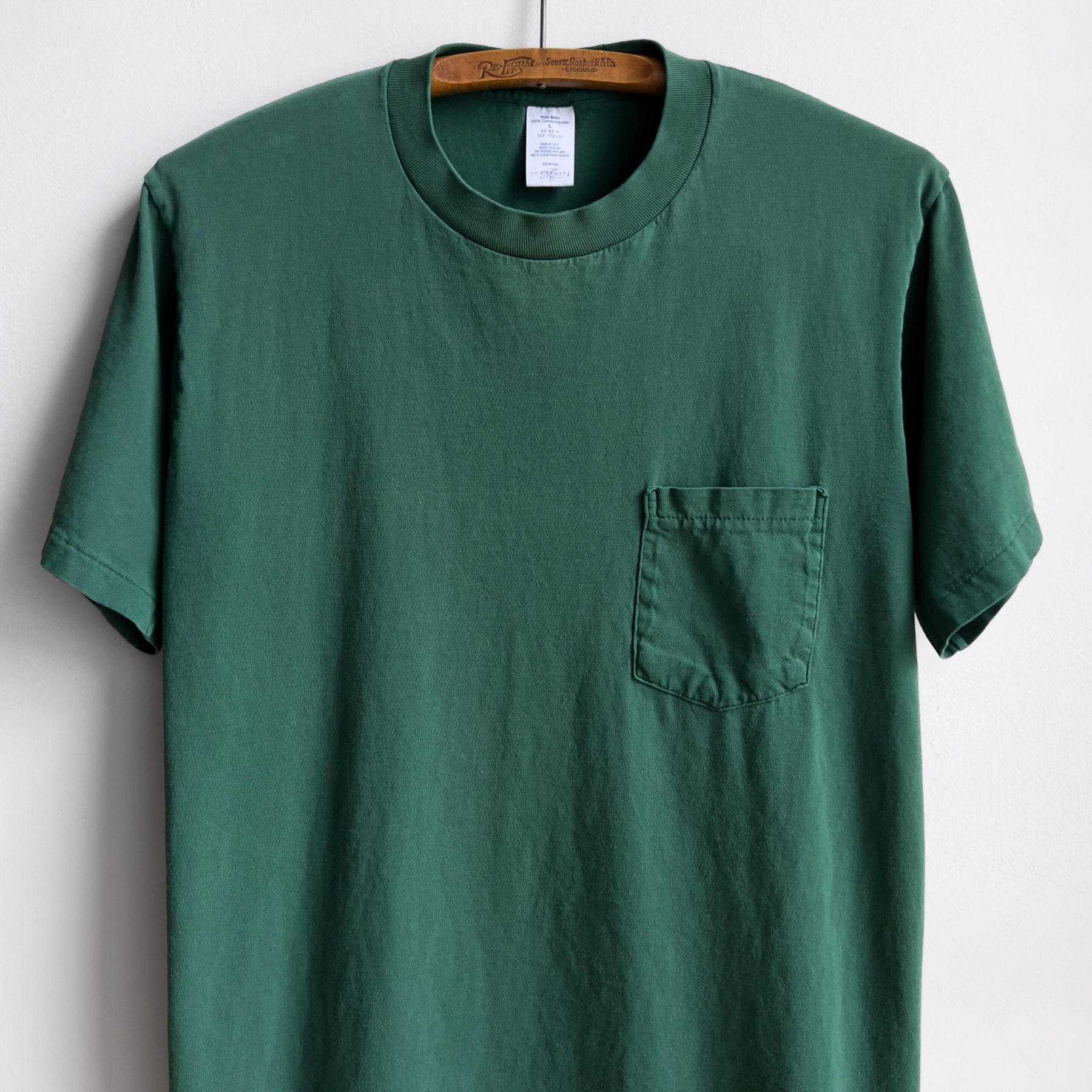 Vintage 1990s Dark Green Selvedge Pocket Tee  - Shop ThreadCount Vintage Co.