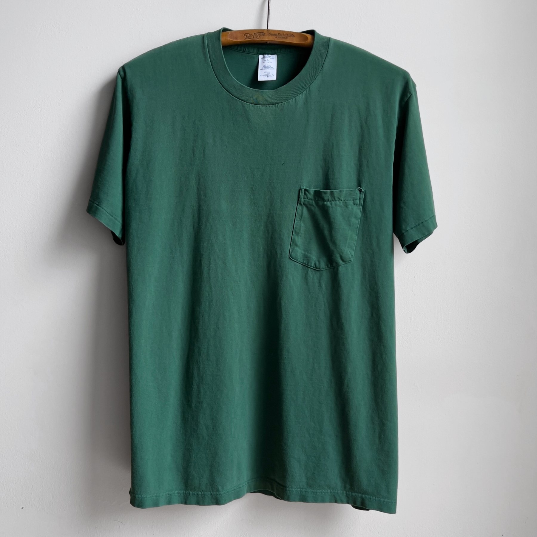 Vintage 1990s Dark Green Selvedge Pocket Tee  - Shop ThreadCount Vintage Co.