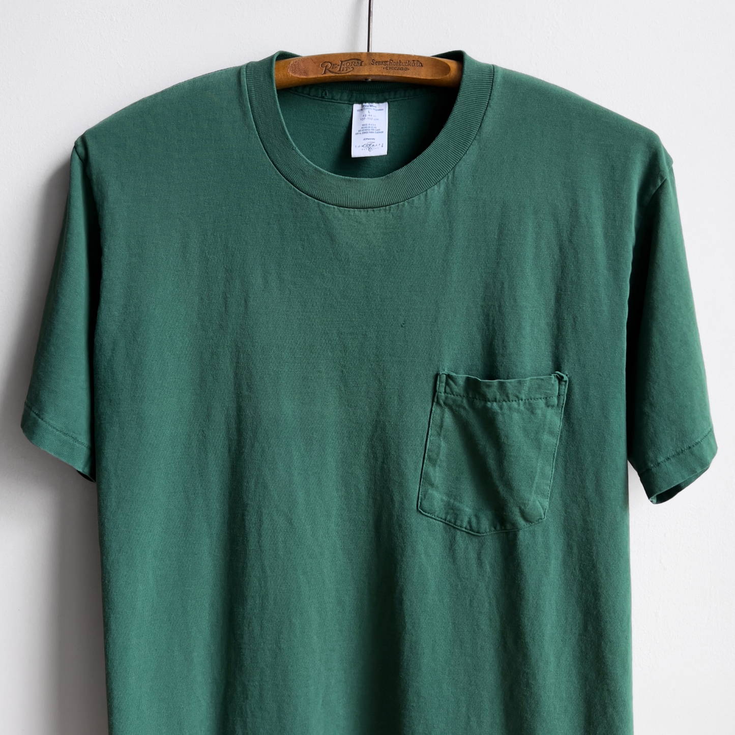 Vintage 1990s Dark Green Selvedge Pocket Tee  - Shop ThreadCount Vintage Co.