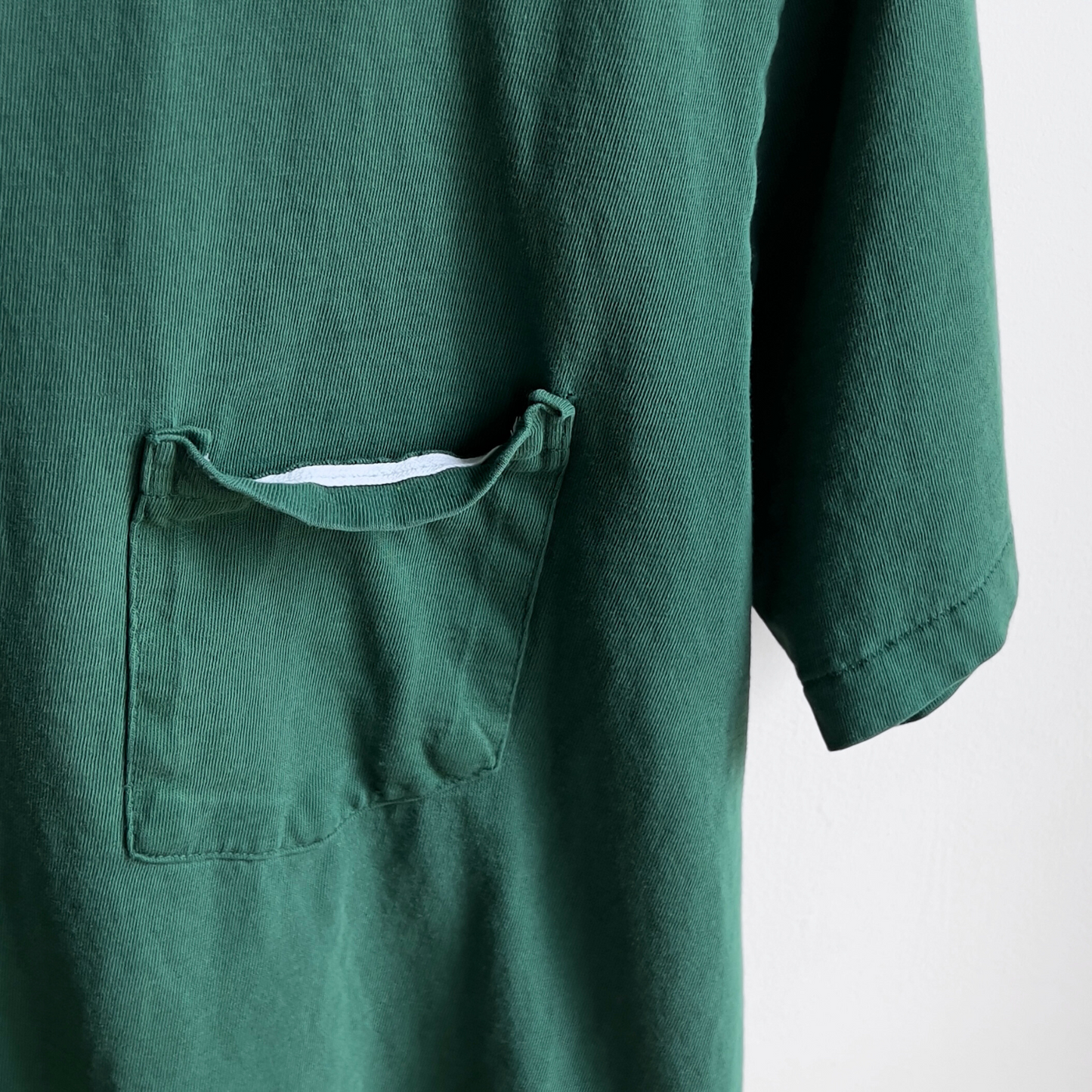 Vintage 1990s Dark Green Selvedge Pocket Tee  - Shop ThreadCount Vintage Co.