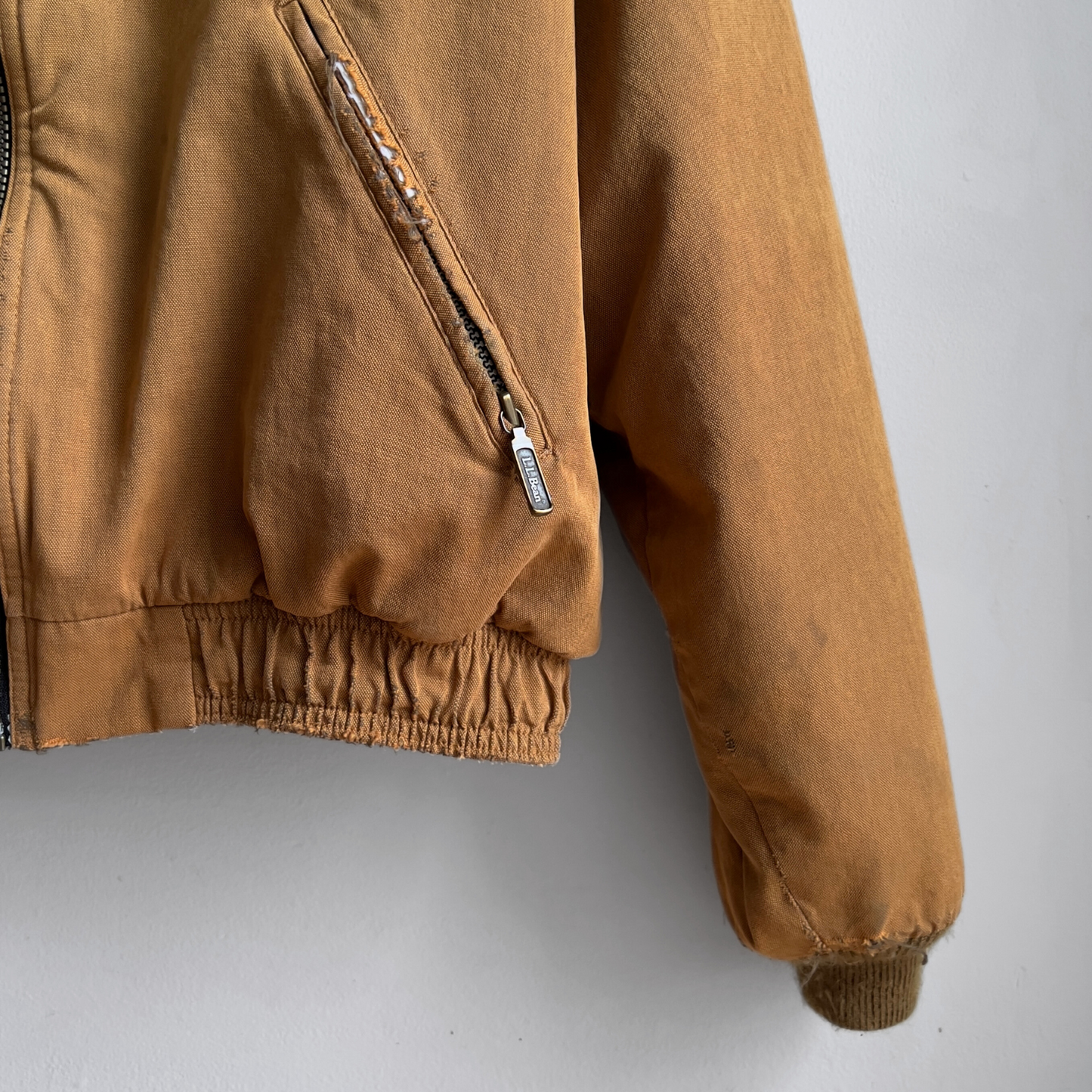 Vintage 1980s L.L.Bean Tan Distressed Blanket Lined Jacket  - Shop ThreadCount Vintage Co.