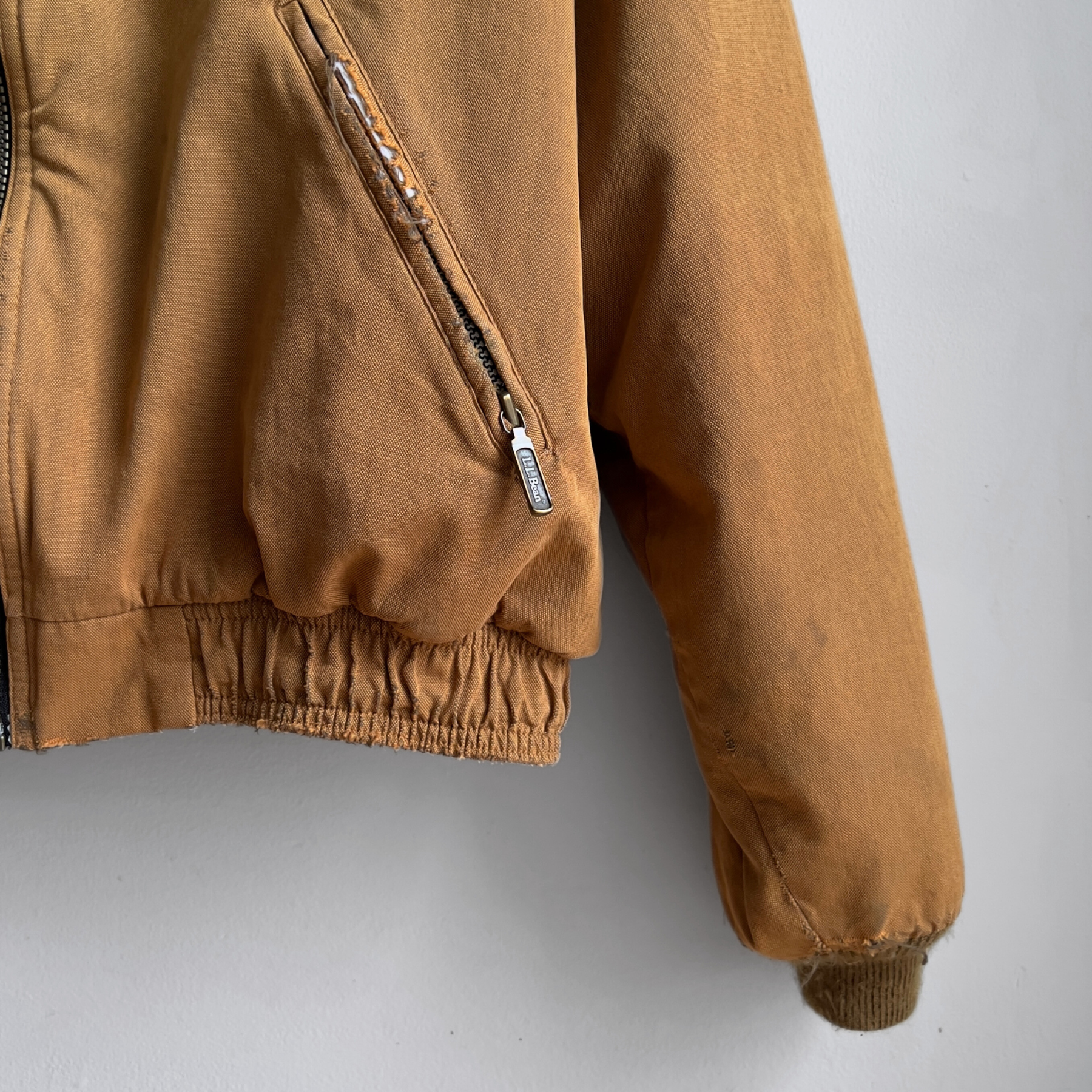 Vintage 1980s L.L.Bean Tan Distressed Blanket Lined Jacket  - Shop ThreadCount Vintage Co.