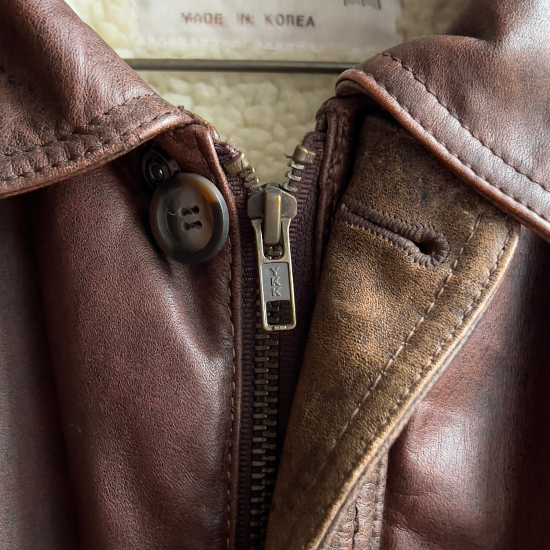 Vintage 1970s Brown Sherpa Lined Leather Heavy Bomber Jacket  - Shop ThreadCount Vintage Co.