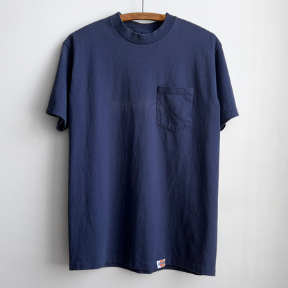 1990s Navy Blue Blank Pocket Tee  - Shop ThreadCount Vintage Co.