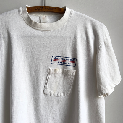 1970s American Racing White Graphic Pocket Tee  - Shop ThreadCount Vintage Co.